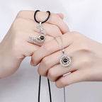 Hollow Design Sun Moon Magnet Puzzle matching necklaces 100 Language I Love You Couple Necklaces nowadaysfashion