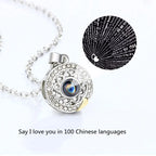 Hollow Design Sun Moon Magnet Puzzle matching necklaces 100 Language I Love You Couple Necklaces nowadaysfashion