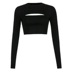 Hollow Knit Top Sweater Women Party Navel Slim Ribbed Summer Lady Shirts nowadaysfashion