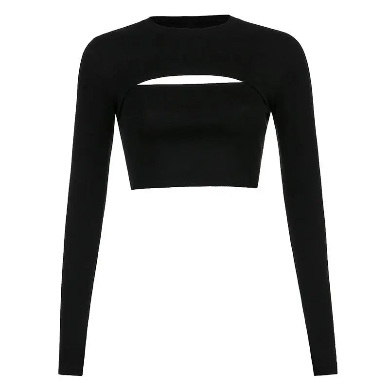 Hollow Knit Top Sweater Women Party Navel Slim Ribbed Summer Lady Shirts - Blade & Thread
