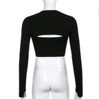 Hollow Knit Top Sweater Women Party Navel Slim Ribbed Summer Lady Shirts nowadaysfashion