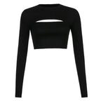 Hollow Knit Top Sweater Women Party Navel Slim Ribbed Summer Lady Shirts nowadaysfashion