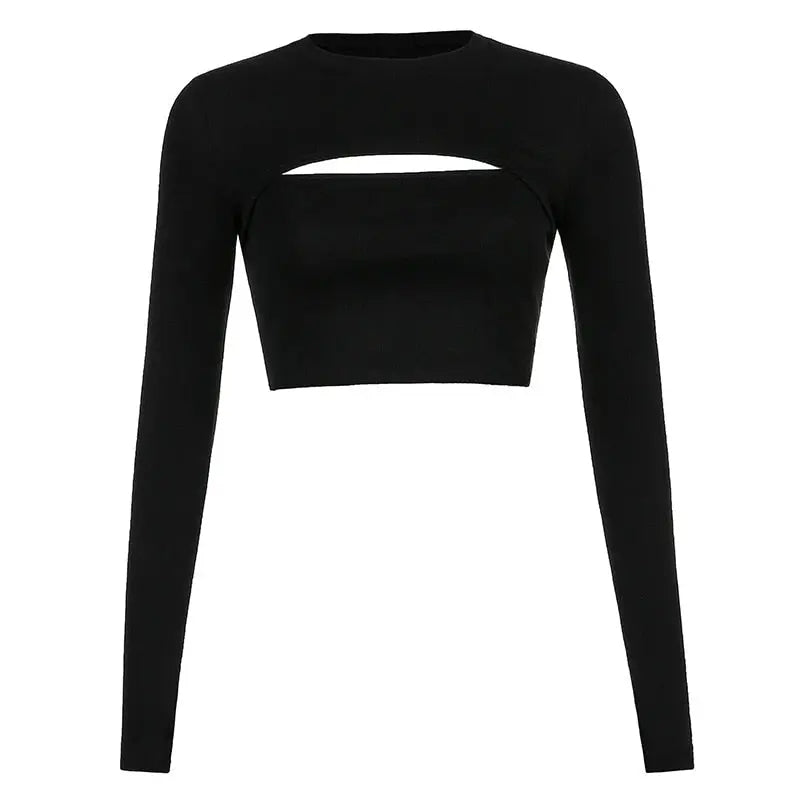 Hollow Knit Top Sweater Women Party Navel Slim Ribbed Summer Lady Shirts - Blade & Thread