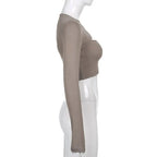 Hollow Knit Top Sweater Women Party Navel Slim Ribbed Summer Lady Shirts nowadaysfashion