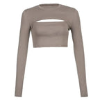 Hollow Knit Top Sweater Women Party Navel Slim Ribbed Summer Lady Shirts nowadaysfashion