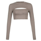 Hollow Knit Top Sweater Women Party Navel Slim Ribbed Summer Lady Shirts nowadaysfashion