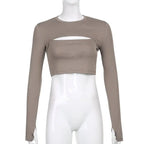 Hollow Knit Top Sweater Women Party Navel Slim Ribbed Summer Lady Shirts nowadaysfashion