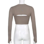 Hollow Knit Top Sweater Women Party Navel Slim Ribbed Summer Lady Shirts nowadaysfashion