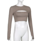 Hollow Knit Top Sweater Women Party Navel Slim Ribbed Summer Lady Shirts nowadaysfashion