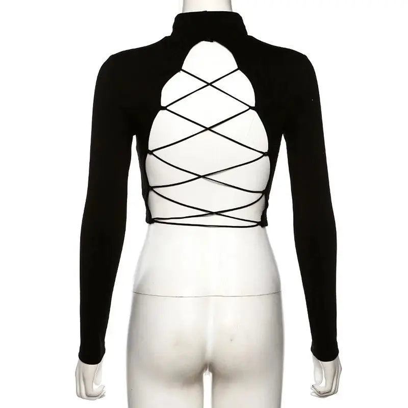 Hollow Knit Top Sweater Women Party Navel Slim Ribbed Summer Lady Shirts - Blade & Thread
