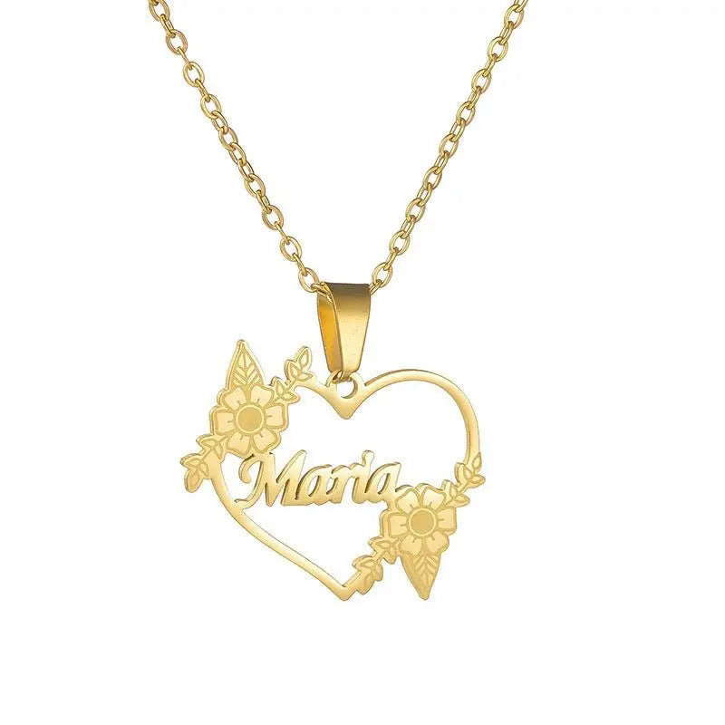 Hollow Love Customized Name Necklace Laser Marked Clavicle Chain nowadaysfashion