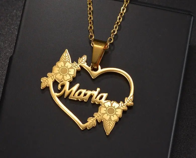 Hollow Love Customized Name Necklace Laser Marked Clavicle Chain - Blade & Thread
