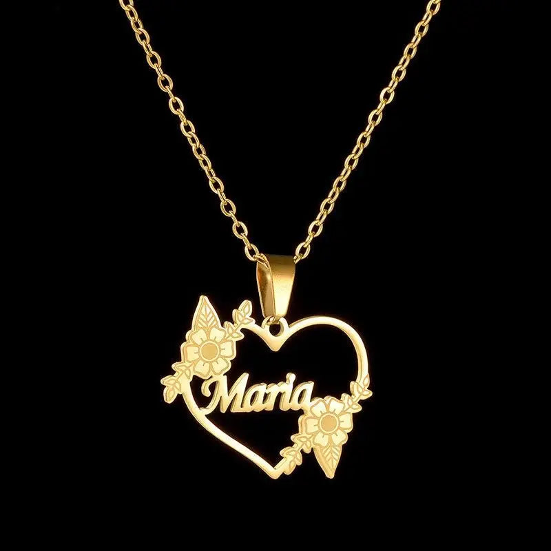 Hollow Love Customized Name Necklace Laser Marked Clavicle Chain nowadaysfashion