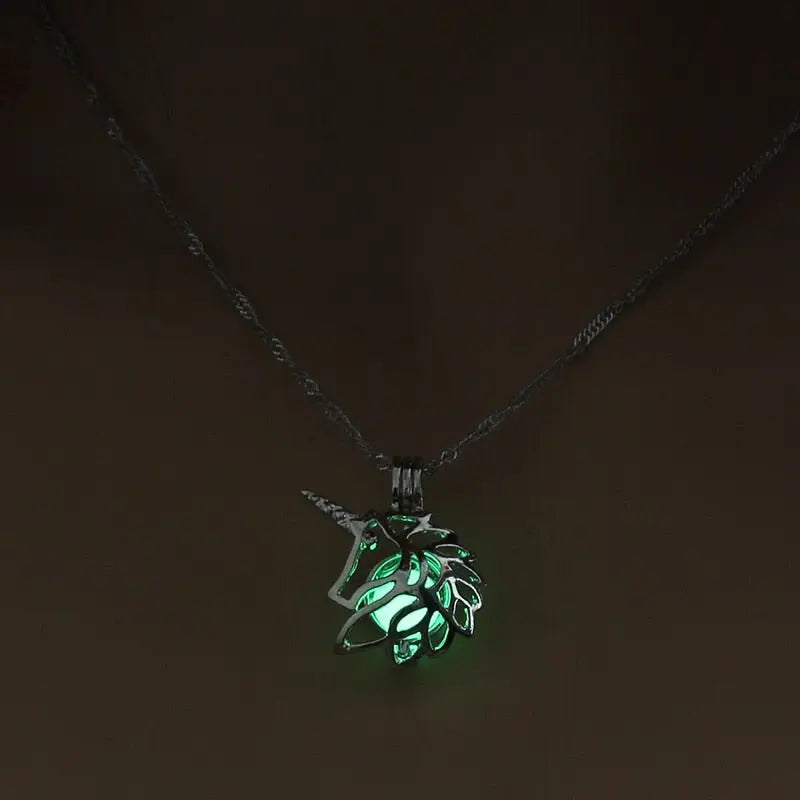 Hollow Luminous Stone Gem Charm Jewelry Pendant Necklace Gifts - Blade & Thread