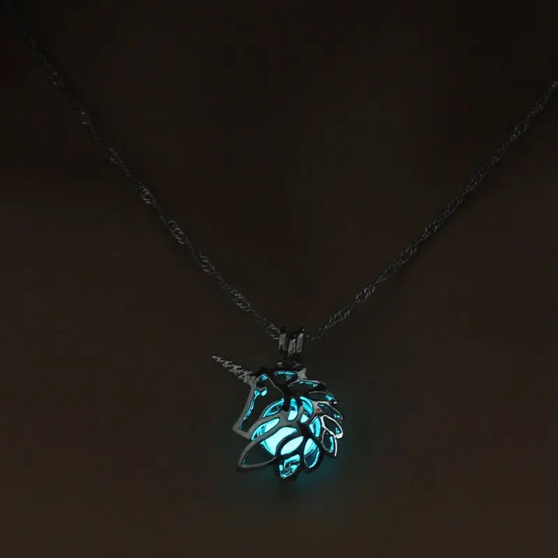 Hollow Luminous Stone Gem Charm Jewelry Pendant Necklace Gifts - Blade & Thread