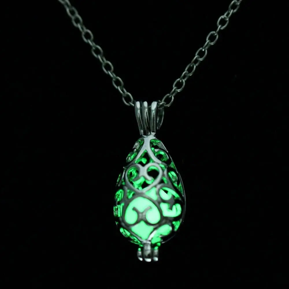 Hollow Luminous Stone Gem Charm Jewelry Pendant Necklace Gifts - Blade & Thread
