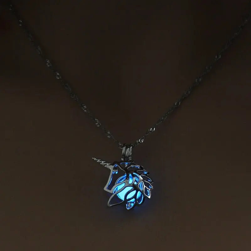 Hollow Luminous Stone Gem Charm Jewelry Pendant Necklace Gifts nowadaysfashion