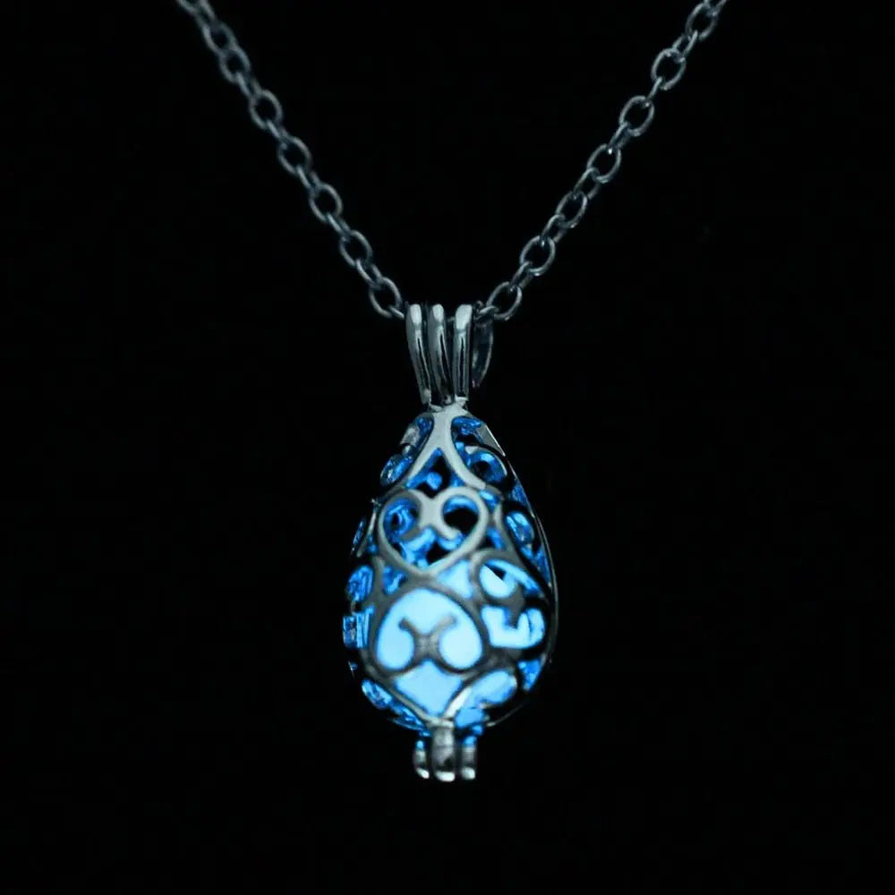 Hollow Luminous Stone Gem Charm Jewelry Pendant Necklace Gifts - Blade & Thread