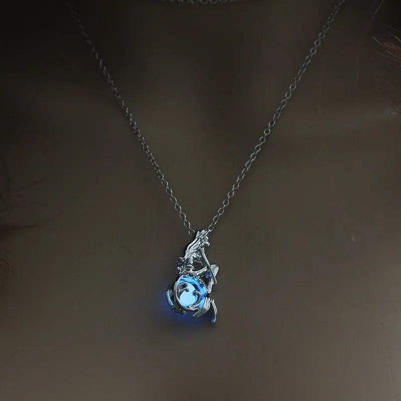 Hollow Luminous Stone Gem Charm Jewelry Pendant Necklace Gifts - Blade & Thread