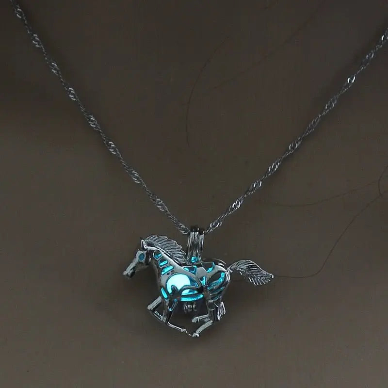 Hollow Luminous Stone Gem Charm Jewelry Pendant Necklace Gifts - Blade & Thread