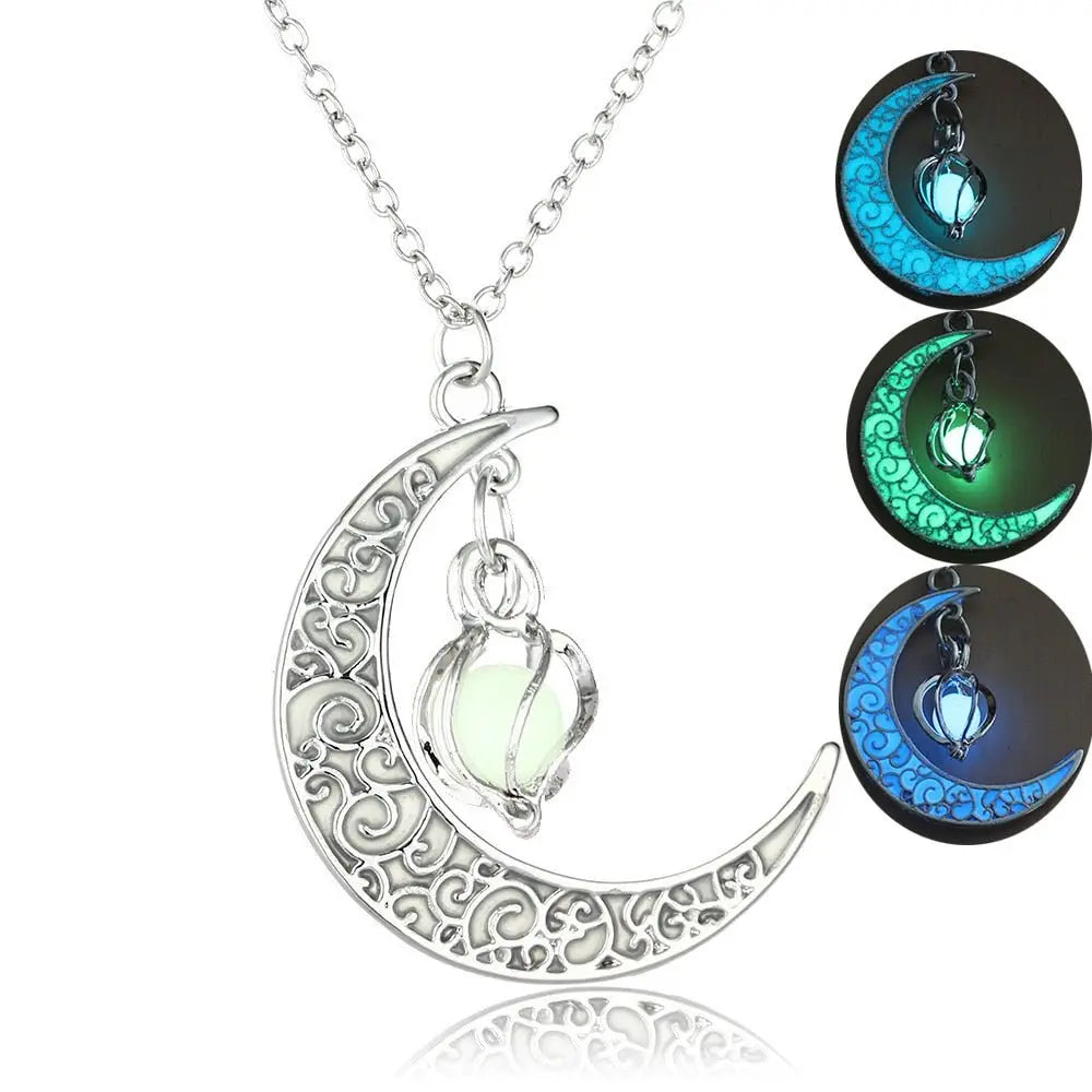 Hollow Luminous Stone Gem Charm Jewelry Pendant Necklace Gifts - Blade & Thread
