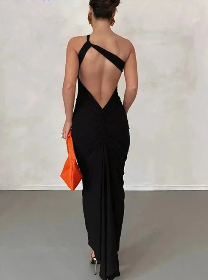 Hollow Sexy Cross Ruched Chic Design Sleeveless Skinny Stylish Bodycon Dress nowadaysfashion