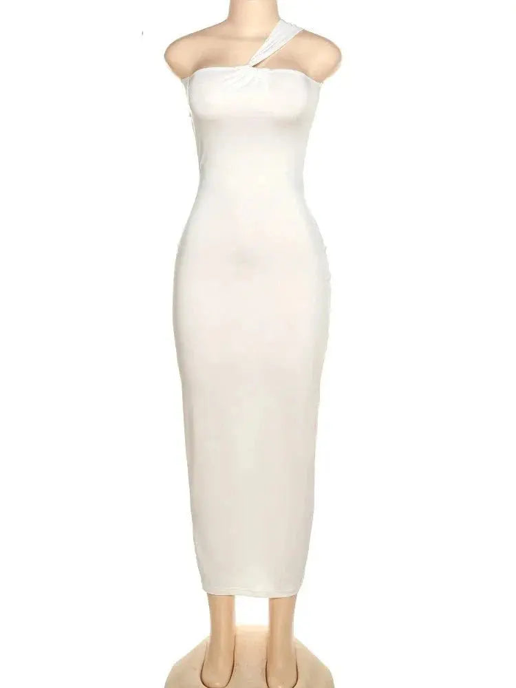 Hollow Sexy Cross Ruched Chic Design Sleeveless Skinny Stylish Bodycon Dress - Blade & Thread