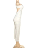 Hollow Sexy Cross Ruched Chic Design Sleeveless Skinny Stylish Bodycon Dress nowadaysfashion