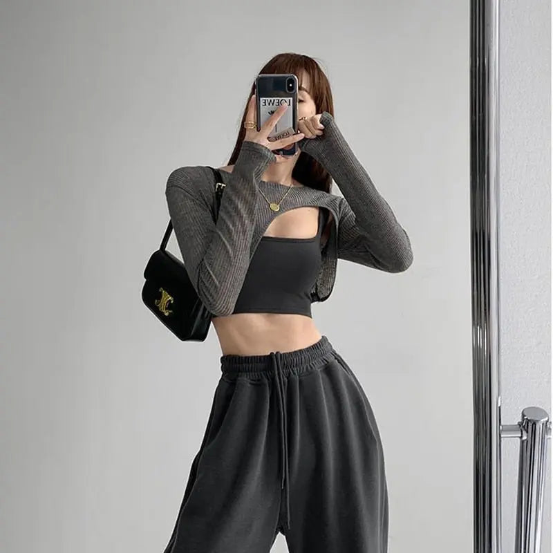 Hollow Smock T Shirt Women Summer Thin Irregular Long Sleeve Knitted - Blade & Thread