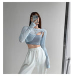 Hollow Smock T Shirt Women Summer Thin Irregular Long Sleeve Knitted nowadaysfashion