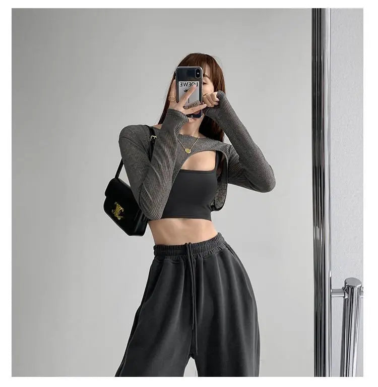 Hollow Smock T Shirt Women Summer Thin Irregular Long Sleeve Knitted nowadaysfashion