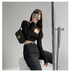 Hollow Smock T Shirt Women Summer Thin Irregular Long Sleeve Knitted nowadaysfashion