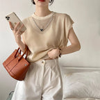 Hollow T-shirt Chain Women Summer New Solid Color Short Sleeve Knitted Tops Female 2022 nowadaysfashion