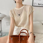 Hollow T-shirt Chain Women Summer New Solid Color Short Sleeve Knitted Tops Female 2022 nowadaysfashion