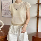 Hollow T-shirt Chain Women Summer New Solid Color Short Sleeve Knitted Tops Female 2022 nowadaysfashion