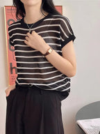 Hollow T-shirt Chain Women Summer New Solid Color Short Sleeve Knitted Tops Female 2022 nowadaysfashion