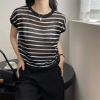 Hollow T-shirt Chain Women Summer New Solid Color Short Sleeve Knitted Tops Female 2022 nowadaysfashion