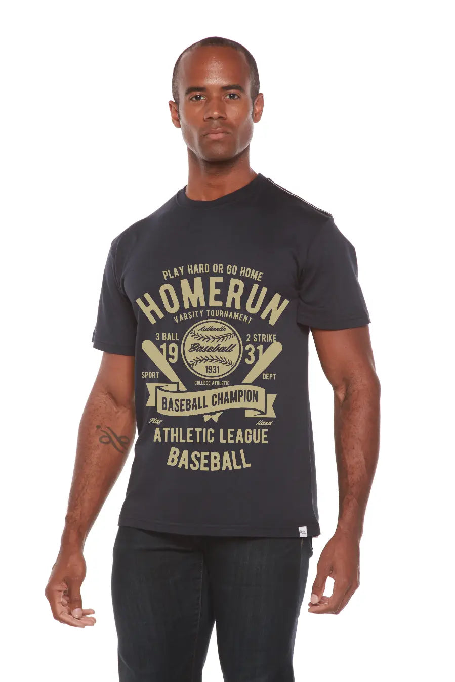 Homerun Baseball Men's Bamboo Viscose/Organic Cotton Short Sleeve Graphic T-Shirt Spun Bamboo