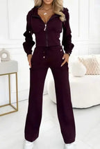 Hooded Zipper Jacket with Tight-Fitting Bottom Set My Store 2