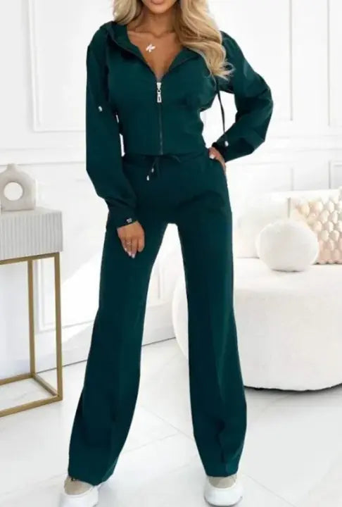 Hooded Zipper Jacket with Tight-Fitting Bottom Set My Store 2