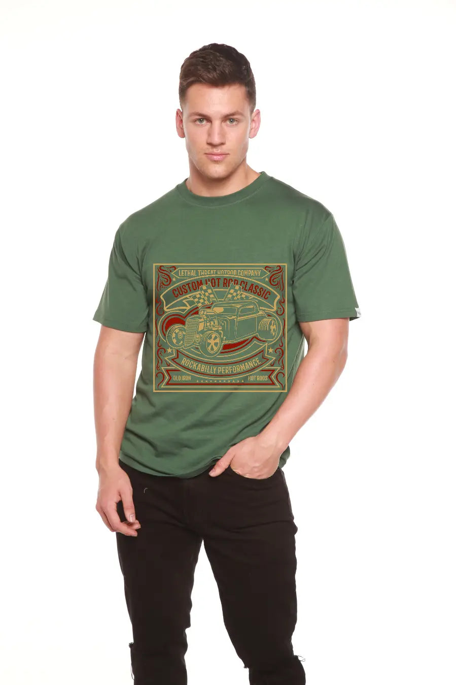 Hot Rod Men's Bamboo Viscose/Organic Cotton Short Sleeve Graphic T-Shirt Spun Bamboo