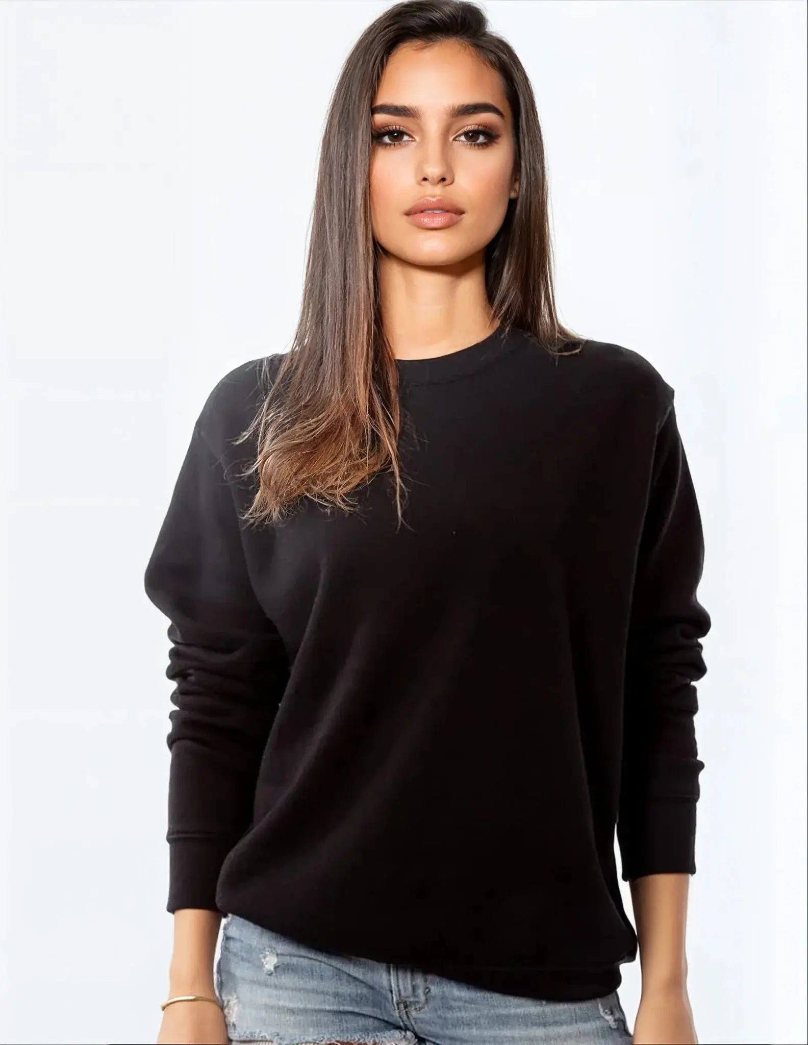 SpectraUSA Retro Fleece 4040 in black, long-sleeve crew neck sweatshirt with cozy fleece material.