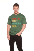 Husband, Daddy, Protector, Hero Men's Bamboo Viscose/Organic Cotton Short Sleeve Graphic T-Shirt Spun Bamboo
