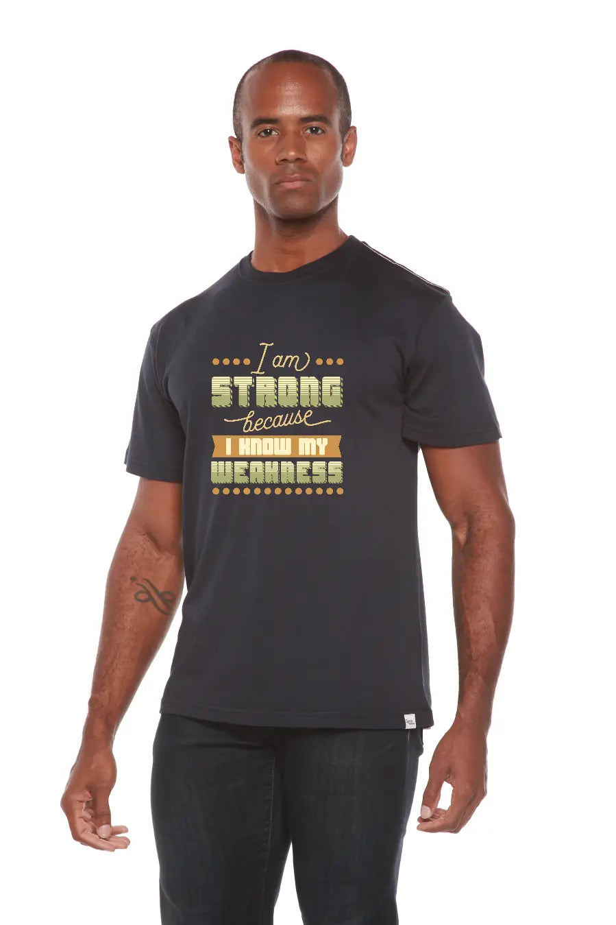 I am Strong Men's Bamboo Viscose/Organic Cotton Short Sleeve Graphic T-Shirt Spun Bamboo