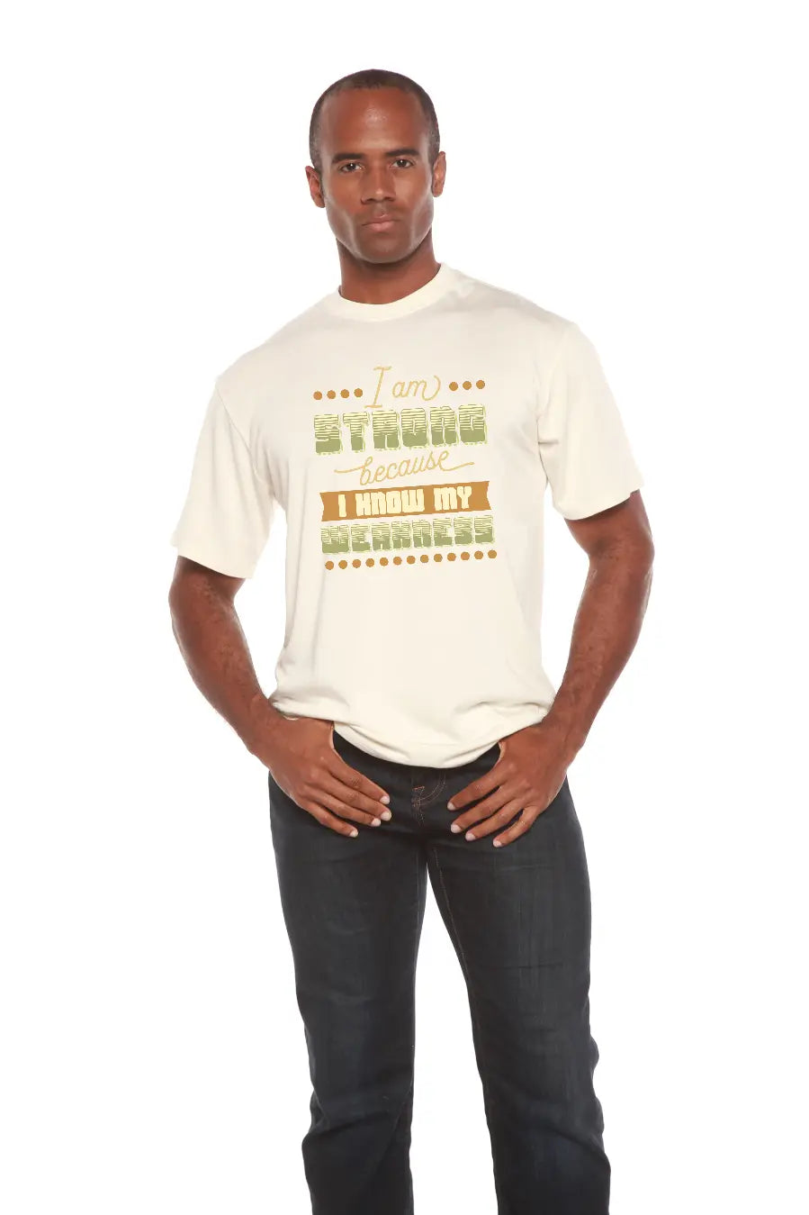 I am Strong Men's Bamboo Viscose/Organic Cotton Short Sleeve Graphic T-Shirt Spun Bamboo