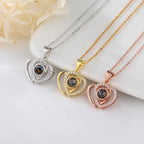 I love you double love heart projection Necklace clavicle chain nowadaysfashion