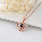 I love you double love heart projection Necklace clavicle chain nowadaysfashion