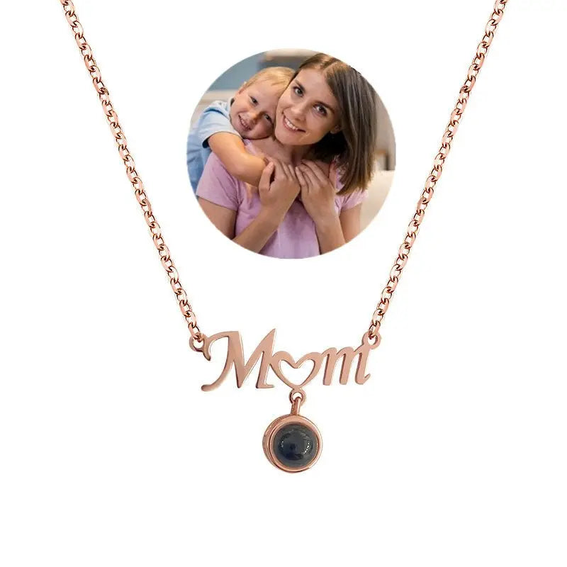 I love you love heart mom mother's Day projection Necklace - Blade & Thread