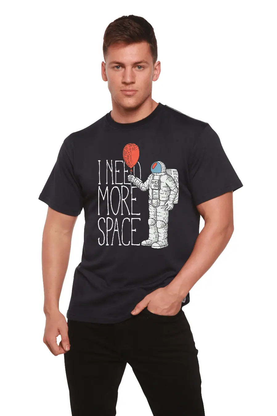 I need more space Men's Bamboo Viscose/Organic Cotton Short Sleeve Graphic T-Shirt - Blade & Thread