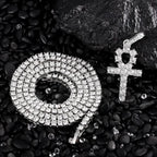 Iced Out Ankh Cross Pendant Necklace Choker Chain Necklace Jewelry nowadaysfashion
